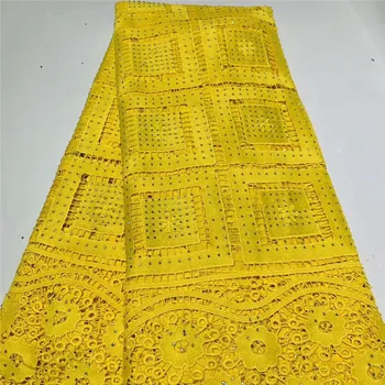 

Latest Guipure Lace Cord Lace Embroiderey Yellow French African Cord Lace Fabric High Quality Nigeria Wedding Lace Fabric DW01-4