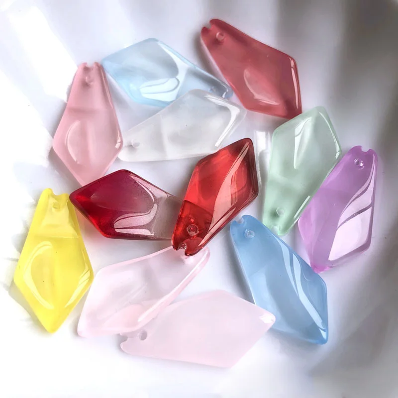 10pcs Arrow Shape 25x13mm Lampwork Glass Leaf Petal Loose Pendants Beads for Jewelry Making DIY Crafts Findings