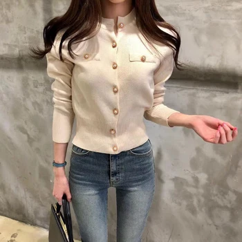 

New Cardigans Coat Autumn Winter Knitted Button Single Breasted Fashion Korean Style Solid Tops
