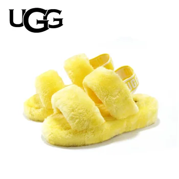 

Original UGG Fluffy Women's Sandals NEW 2020 Outdoor Flat Plush Fur Women Slippers Sandals Non-slip Indoor Slippers