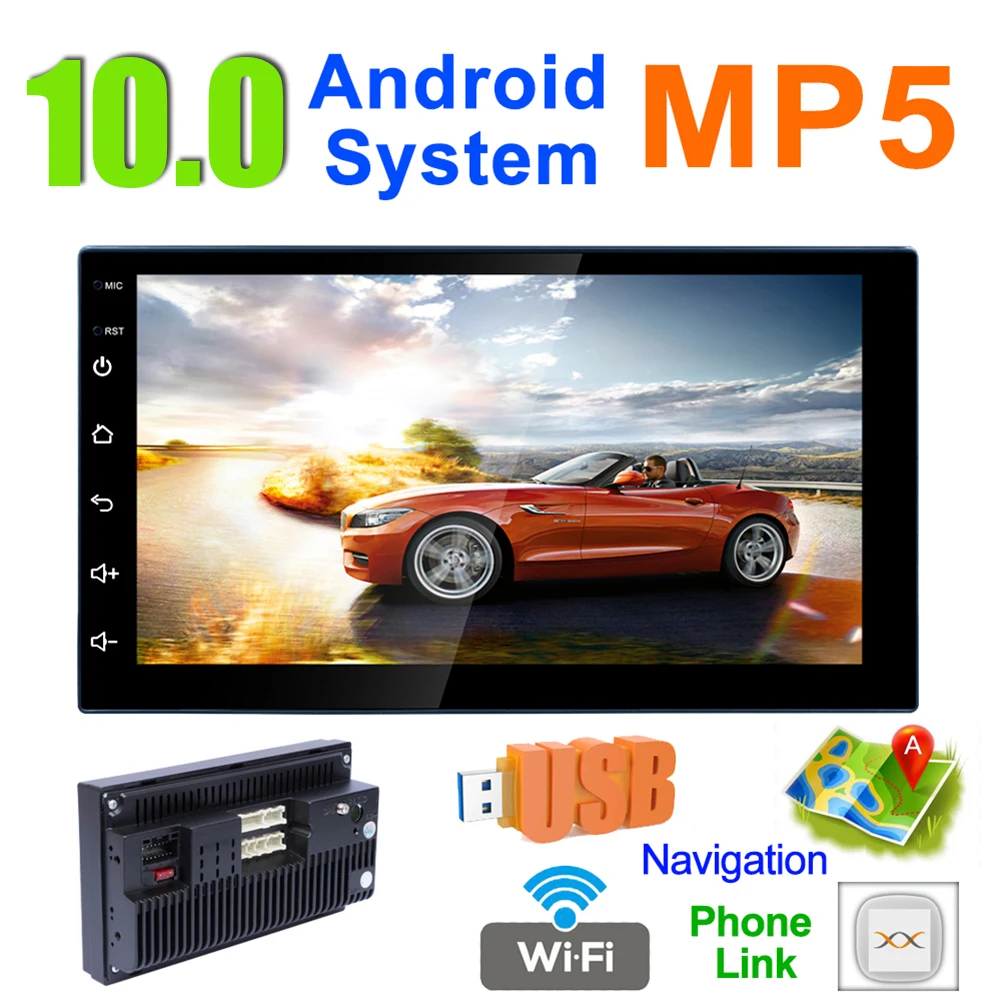 Android 10 автомобильный Радио мультимедийный плеер 7 дюймов WiFi Bluetooth GPS авто головное