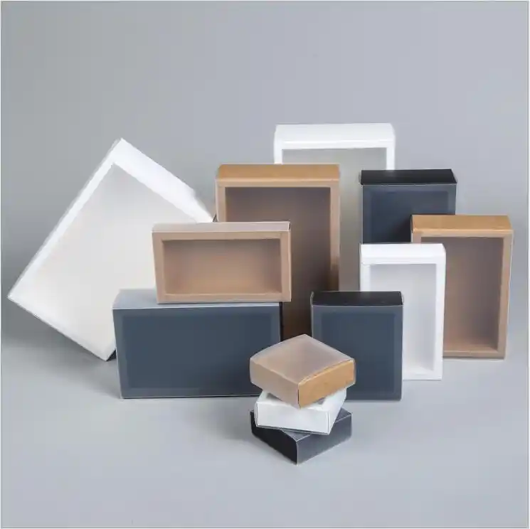 Boites En Papier Kraft Avec Couvercle Transparent Givre Carton De Style Tiroir Pour Poupees Boites D Emballage A Bijoux A Offrir 10 Pieces Aliexpress