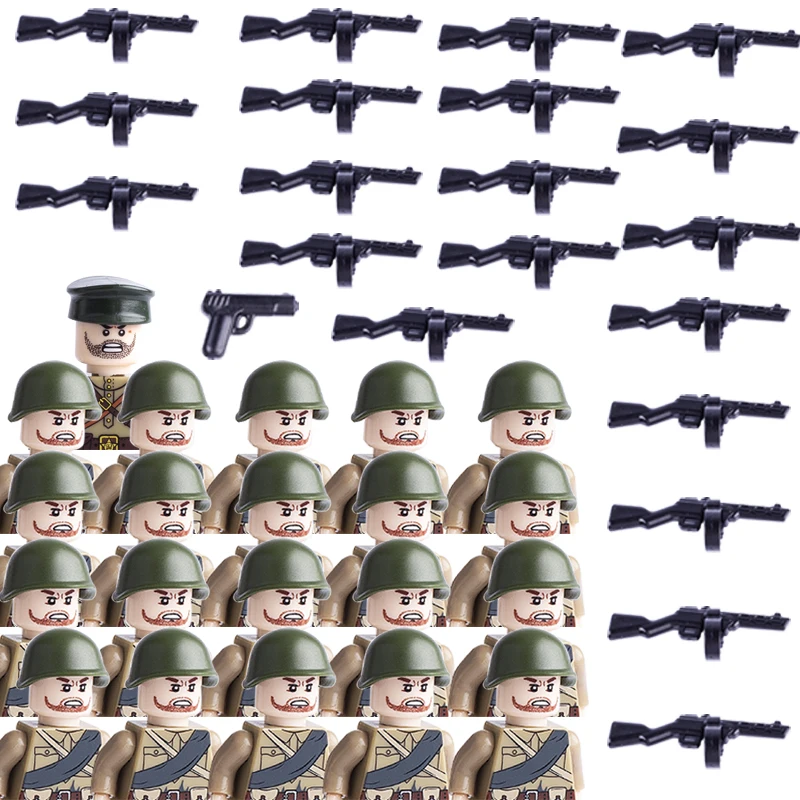 Фигурки солдат Советского Союза WW2 конструктор военное оружие пушки аксессуары