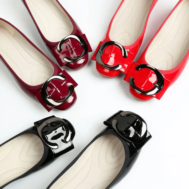 

2018 Spring And Autumn New Style Single Shoes Women's Slanted Heel Semi-high Heeled Versatile Korean-style Low-Cut Red Shoes Fla