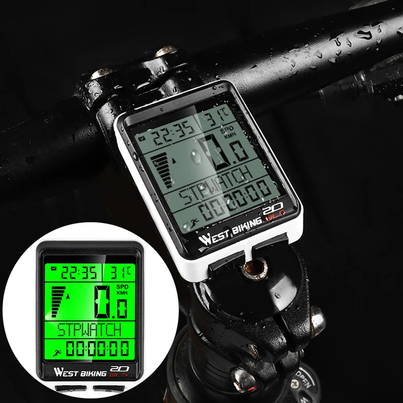 1 комплект WEST BIKING водонепроницаемый велосипедный компьютер беспроводной 5 язык Велоспорт обновление одометр литий-ионный аккумулятор