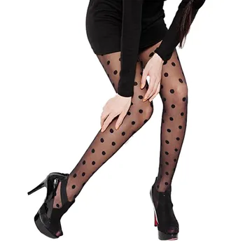 

Sexy Women Stockings Summer Thin Transparent Jacquard Pantyhose Cute Ladies Vintage Faux Tattoo Round Dot Stockings Pantyhose