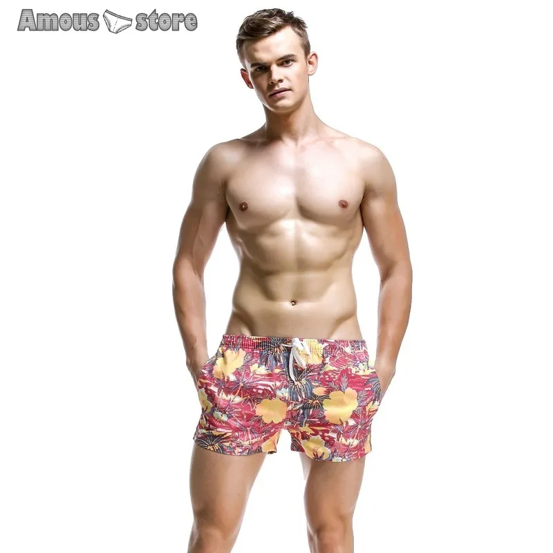 

Newest Men's Shorts Elastic Waist Men's Sand Beach Trousers Coconut Tree Leaves Printed Board Shorts Man Beach Short Pants