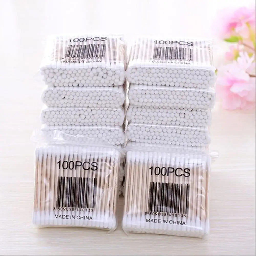 100pcs Cotton Swab Bamboo Cotton Buds Micro Brushes Ear Sticks Reusable Cotton Swab Wadded Sticks Wooden 4