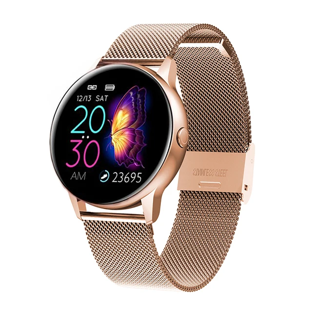 Женские спортивные Смарт-часы мужские светодиодный водонепроницаемый смарт-часы пульсометр кровяное давление шагомер часы для Android iOS - Цвет: Steel Rose Gold