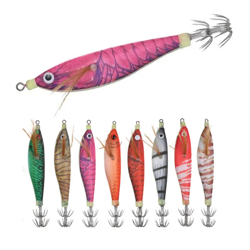 8 шт. Реалистичный искусственный крючок для кальмара джиг дерева креветки