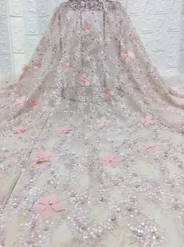 

Elegant 3D appliques French lace cloth amazing net fabric for wedding/party dress PAN501 (5yards/lot)