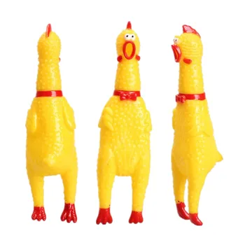 

Hot Sale 16CM Yellow Rubber Screaming Chicken Pet Dog Toy Puppy Chew Squeak Venting Toys