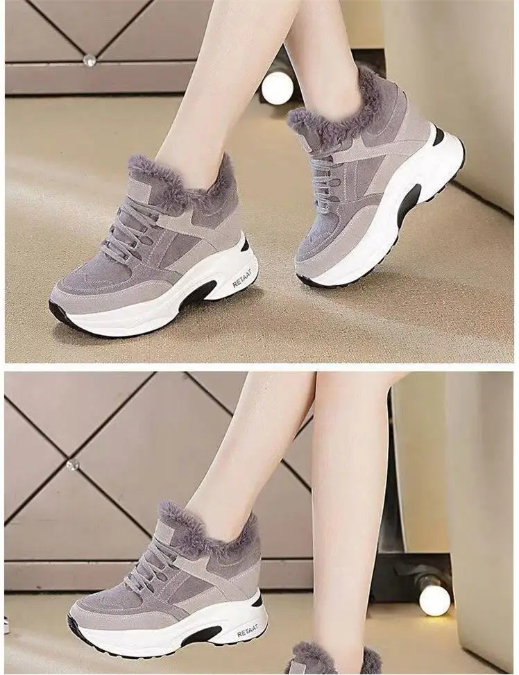 Г., женские плюшевые зимние ботинки на платформе со шнуровкой зимние женские ботинки женская теплая обувь из вулканизированного меха женская повседневная обувь
