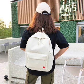 

Fashion Women Solid Color Canvas Capacity Student Backpack Travel Couple Bag Student Canvas shoulder schoolbag Tour backpack
