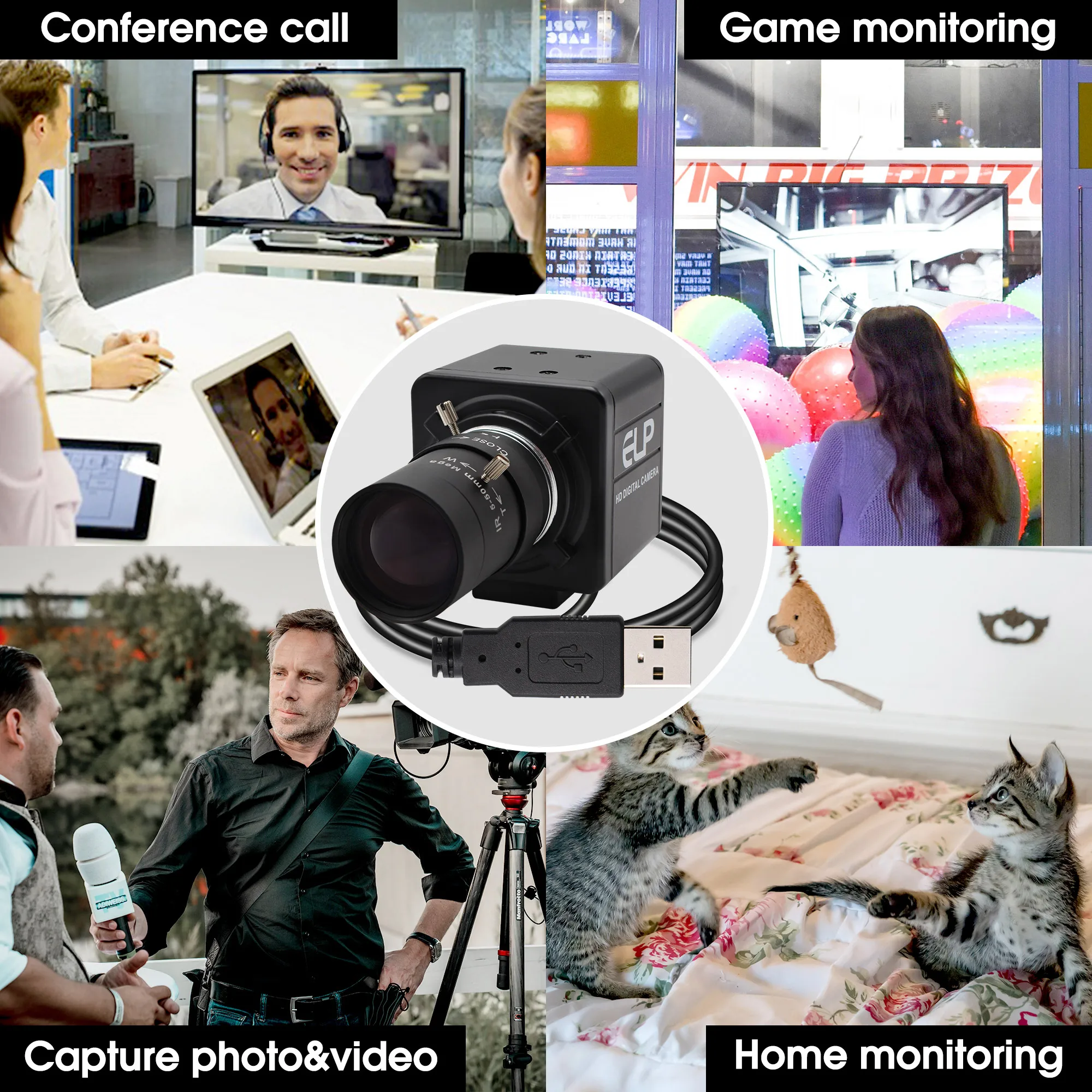ELP 1080P USB 3.0 Webcam Manual Varifocal CS Lens IMX291 Low Light Camera 2MP 50fps High Speed Zoom USB PC Camera For Computer 6