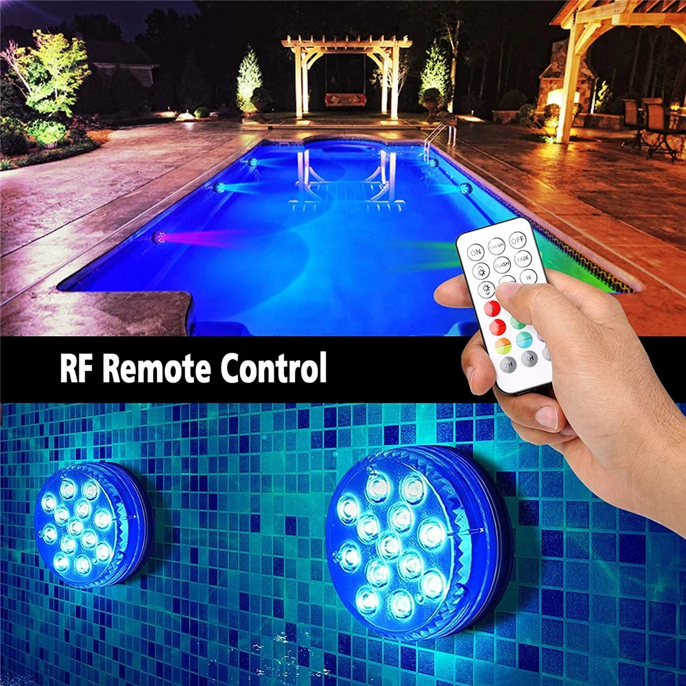 1 2 4 6 10PCS RGB Underwater Light Submersible LED Lights Waterproof Pool Lamp Dimmable Wall Lamp Outdoor Lighting With Remote submersible led lights