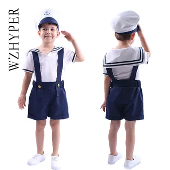 

Navy Sailor Outfit Cosplay American navy Uniform Halloween Costumes For kids boy childrens Army Military Pilot Jumpsuit