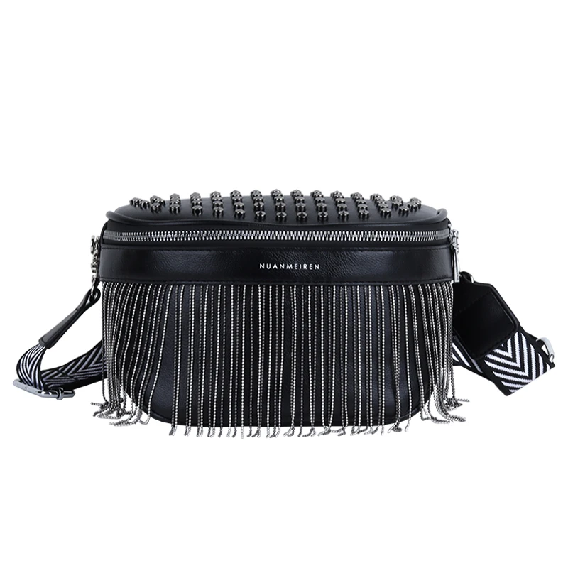 Women Crossbody Chest Bag Fashion Tassel Leather Large Capacity