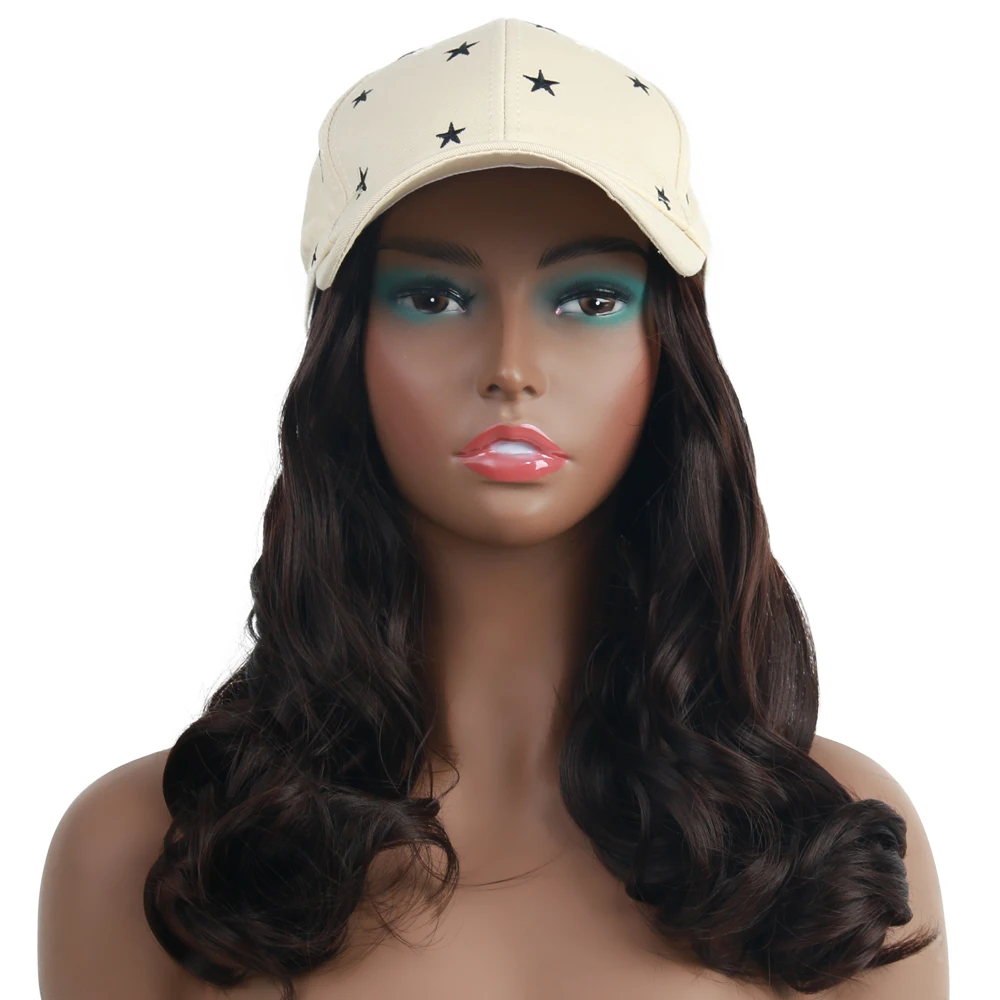 ONYX Long Wave Baseball Cap Wig Hair 14inch Synthetic Summer Wigs Hair