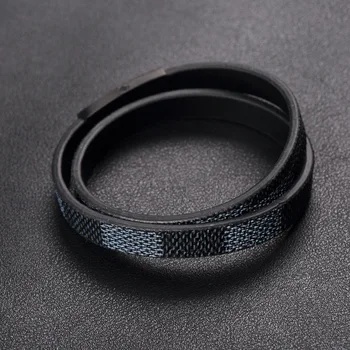 

Casual style 40 cm double leather bracelet men's bracelet simple design easy to hook handmade cross wide sleeve bracelet jewelry