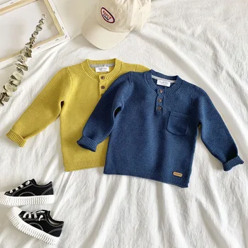 

New 2020 Autumn Winter Baby Kids Boys Long Sleeve Knit Pocket Sweater Baby Kids Boys Pullover Sweaters Children's Clothes