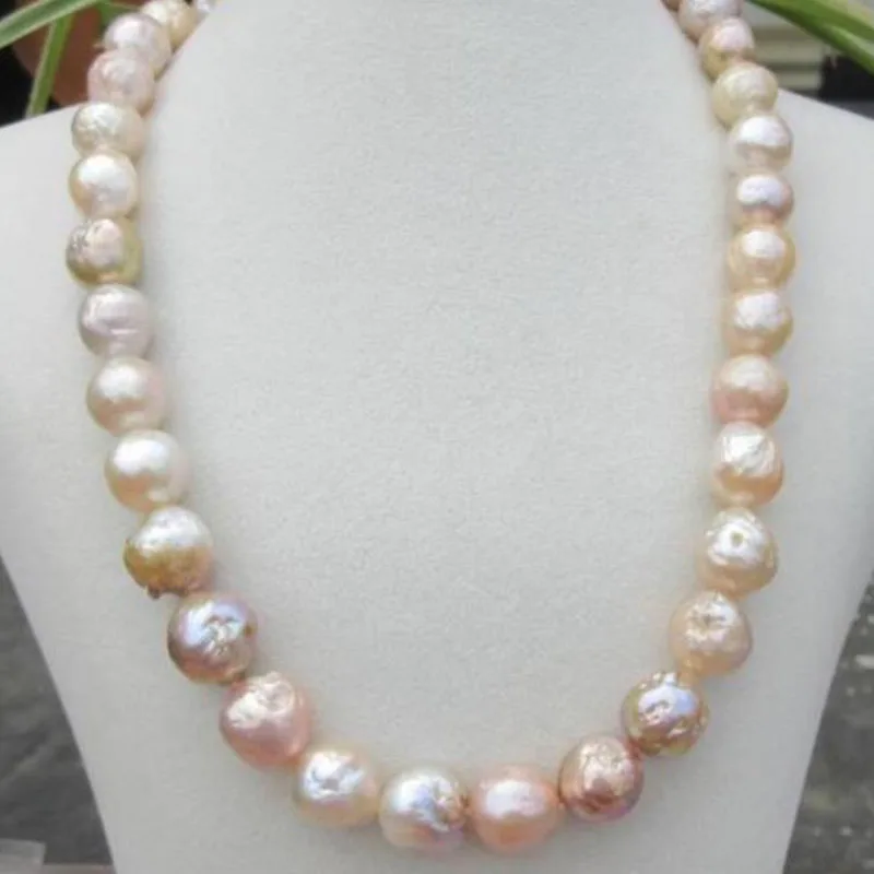 

GORGEOUS Natural multicolour SOUTH SEA 12mm Kasumi Pearl Necklace 925silver 18INCH jj