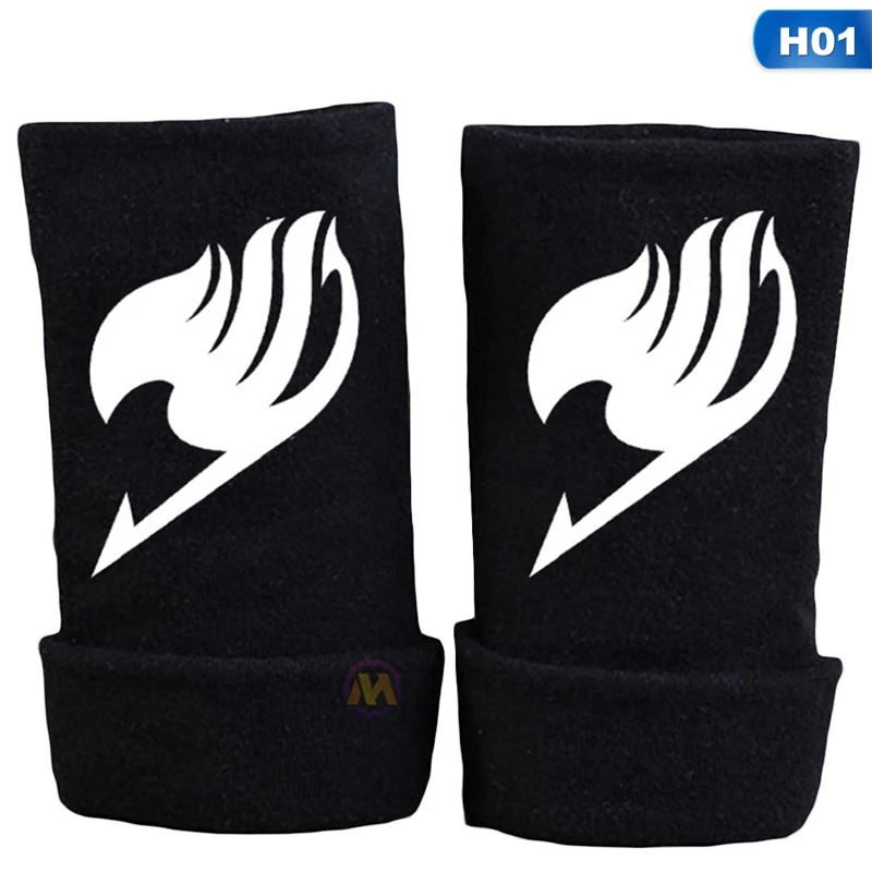 Аниме перчатки Fairy Tail(Guild) лого перчатки без пальцев Варежки манга Косплей Костюм подарки