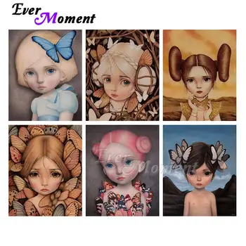 

Ever Moment Diamond Painting Big Eye Butterfly Girl 3D Mosaic Picture Full Square Resin Drill Embroidery Gift Decoration S2F2602