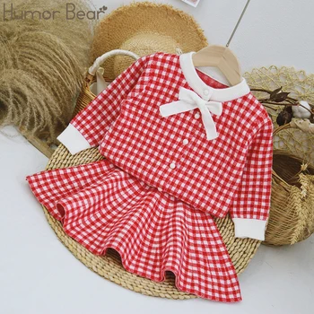 

Humor Bear Baby Autumn Winter 2019 Girls Clothing Suit Korean Strip Fashion Long Sleeve Sweater+Skirt 2Pcs Baby Children's Suit