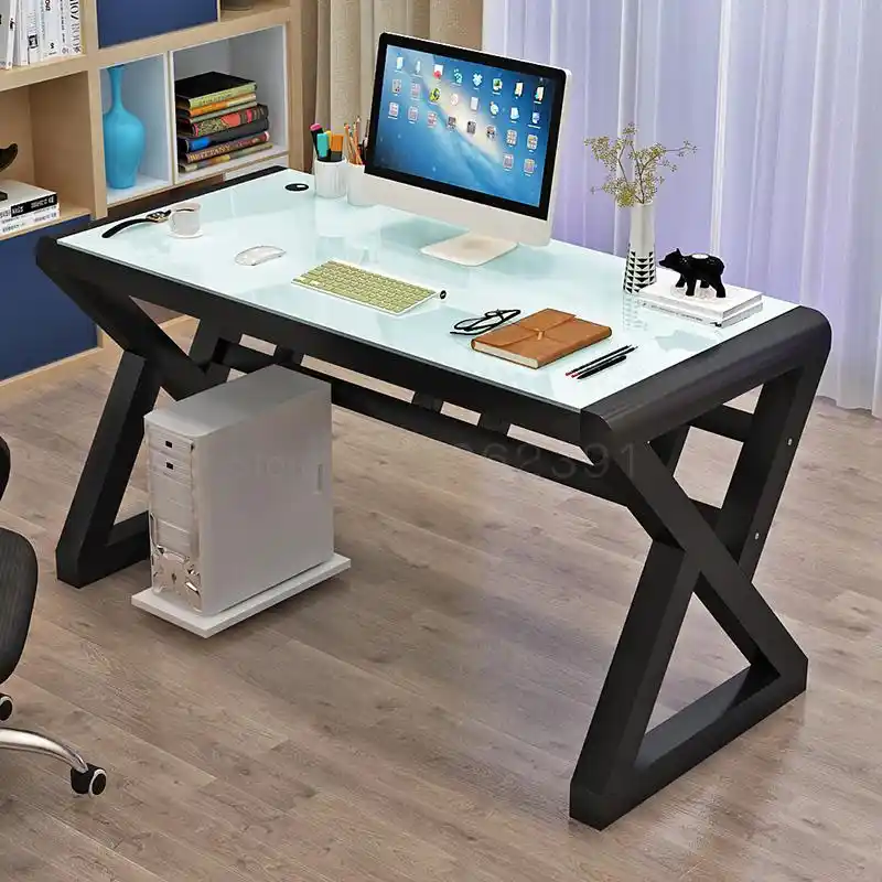 Tempered glass computer desk home office simple modern desk desktop
