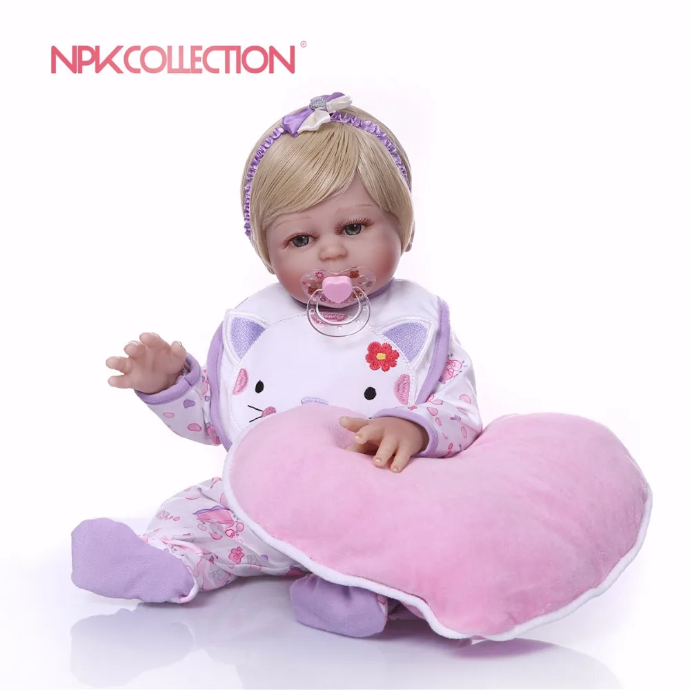 

46cm Red reborn dolls soft silicone baby dolls bebes princess reborn nice purple clothing heart plush doll gift kids toys
