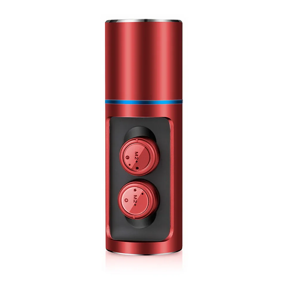 M2 TWS настоящий беспроводной наушник мини Bluetooth наушники спортивный динамик Близнецы стерео микрофон гарнитура hifi для смартфона - Цвет: Красный