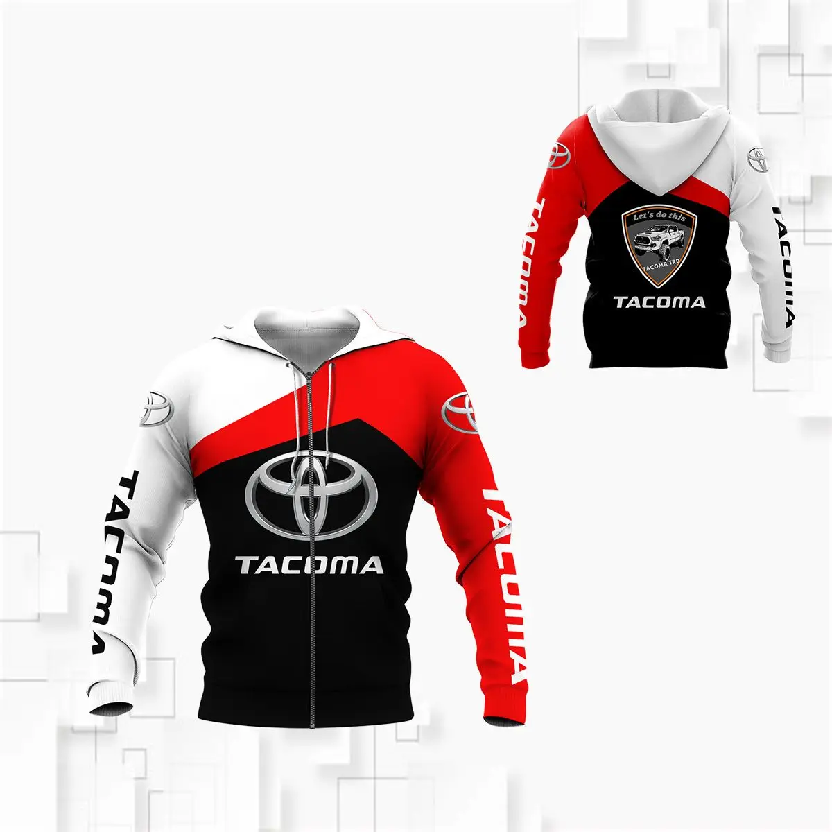 Spring leisure Toyota car logo 3D printing hoodie high quality Harajuku zipper jacket fashion hip hop plus size sportswear punk