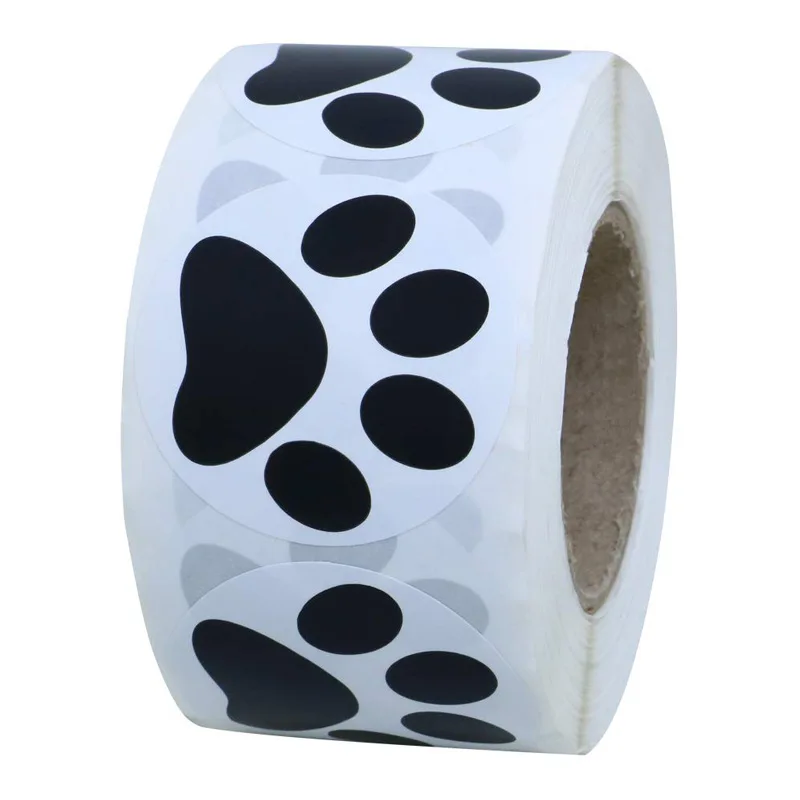 50-500pcs Black Paw Print Stickers Dog cat bear Paw Labels Stickers for laptop reward sticker stationery teacher for student