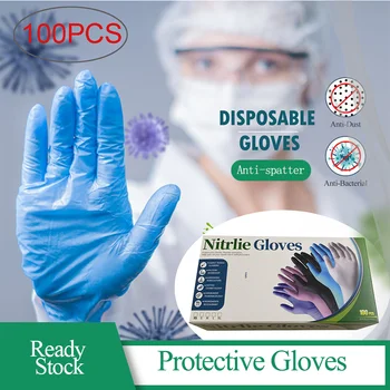 

100pcs/50pairs Disposable Nitrile Gloves For Protection Powder Free Latex Free Single Use For Hotel Experiment