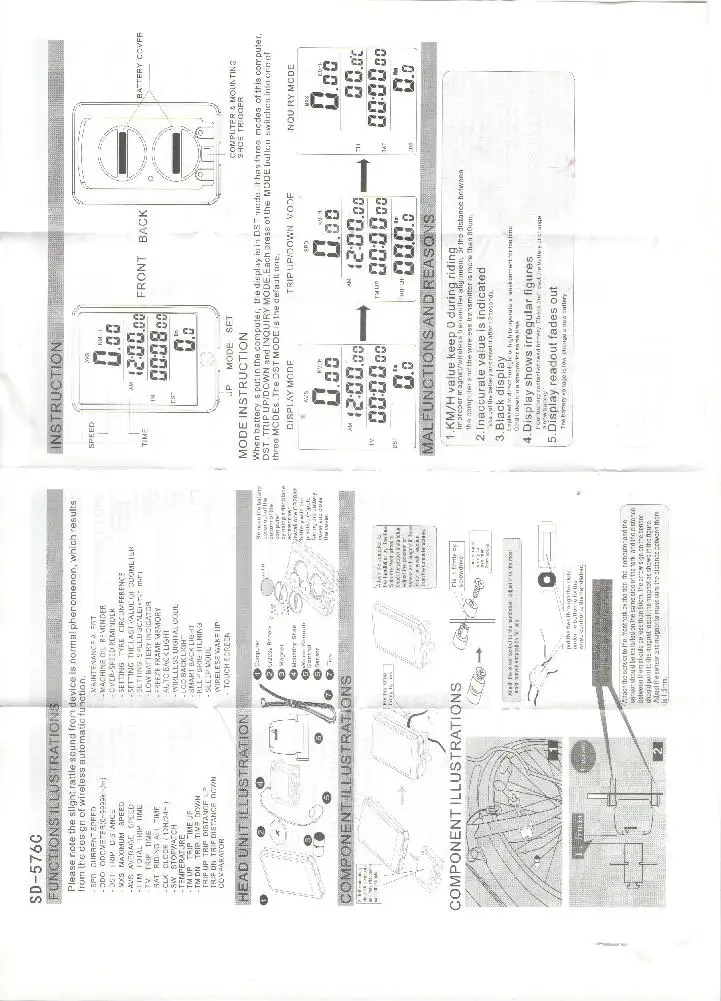 HobbyLane 576C 576A велосипедный ЖК-дисплей водонепроницаемый кабель монитор Велосипедный компьютер Спидометр велосипедный одометр с зеленым светящимся