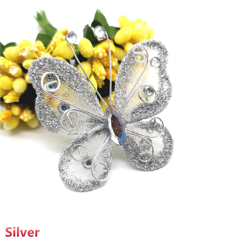Silver 2 шт./партия красивая бабочка DIY аксессуары для одежды шляпа декоративные аксессуары для рукоделия# pj8192 - Цвет: Silver