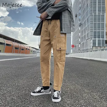 

Pants Men Ankle-length Hip Hop Plus Size Korean Sweatpants High Waist Trousers Mens Loose Streetwear Khaki All Match Drawstring