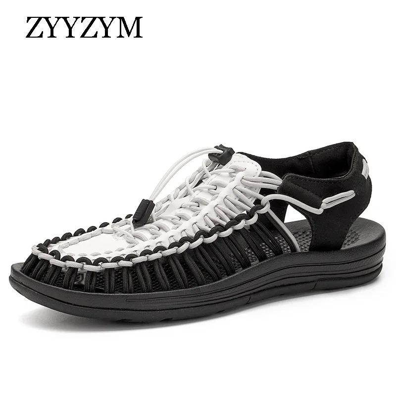 ZYYZYM Men Sandals Woven Unisex 2021 Summer Casual Hollow Breathable Shoes Outdoors Fashion Beach Rome Lovers | Обувь