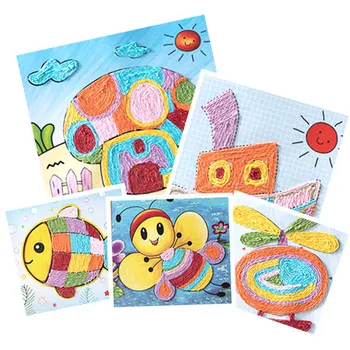 

DIY paper rope painting paste picture Children's Handmade material package Puzzle 3D sticker toys Kindergarten manual toys 5PCS