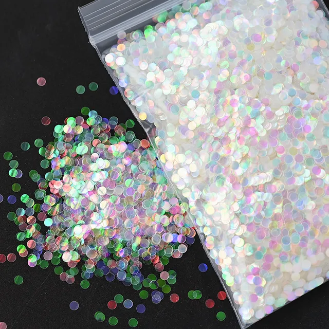 50G 1bag All White Glitter Shapes- Polyester Glitters - Opal Iridescent Rainbow White Glitter Chunky Nail Art Clear Iridescent 1