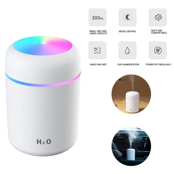 

Portable 300ml Air Humidifier Colorful Rotating Atmosphere Lamp For Car Office Mute Aroma Diffuser Cool Mist Maker Purifier