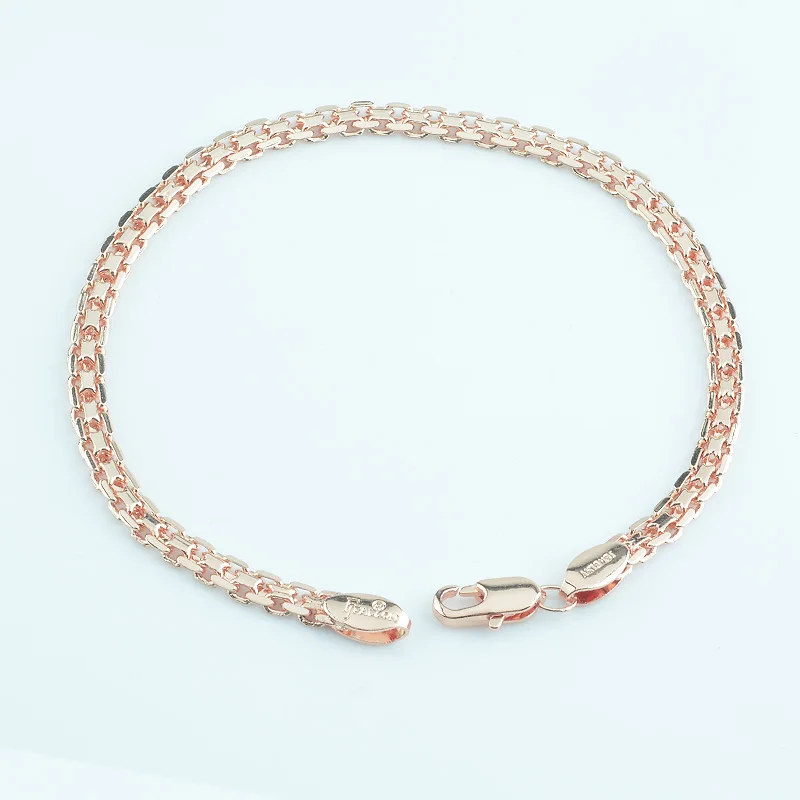 FJ 3,5 мм 17 см маленькие женские мальчики 585 розовое золото цвет двойные витые браслеты