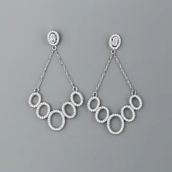 

CMajor Latest S925 Sterling Silver Imported 7A Cubic Zircon Korean Fashion Temperament Luxurious Dangle Earrings for Women