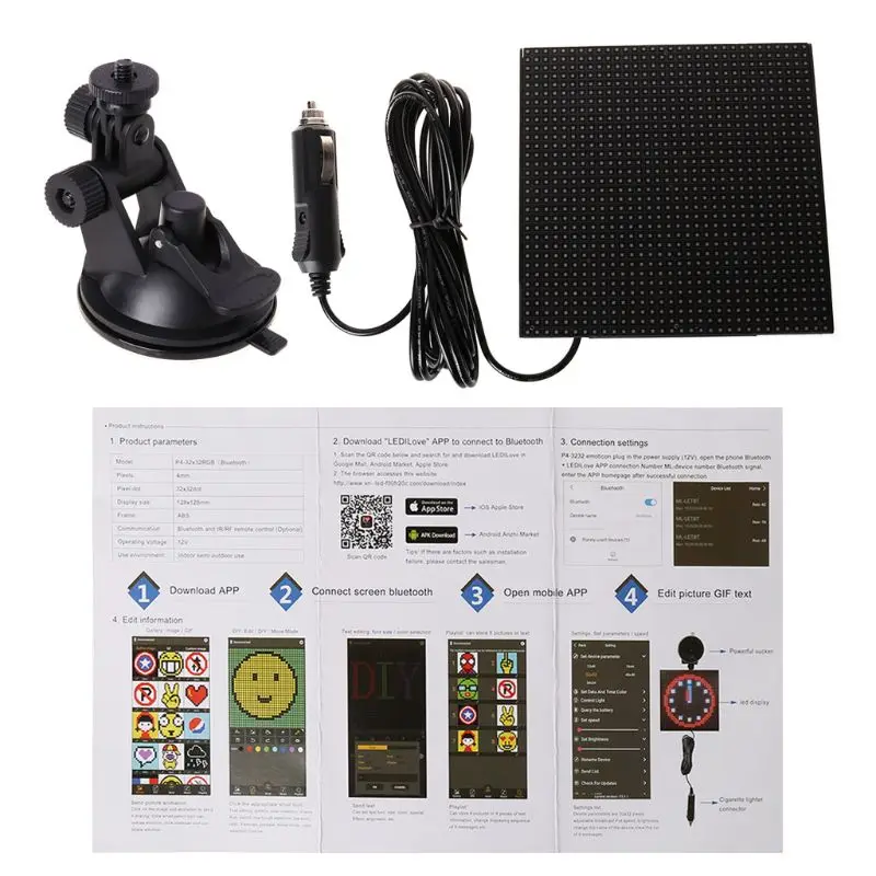 

Full color wireless bluetooth App control car LED Display Screen Scrolling LED Sign,Driving instruction,Picture GIF Light