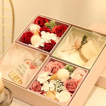 

Creative Soap Flower Gift Box Valentine's Day Gift With Scented Candle Home Romantic Decoration