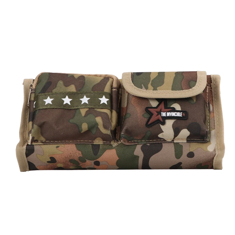 Cool camouflage multi pocket high capacity durable star zipper oxford army pencil case for boy - Цвет: army green