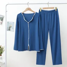 

Fdfklak Pijama Mujer Invierno New V Neck Long Sleeve Trousers Suit Modal Comfortable Spring Autumn Pajamas For Women Set