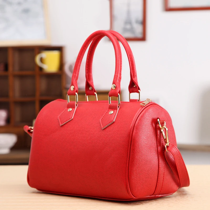 red black Ladies Designer Long Handle Tote Shoulder bag Handbag  faux  Leather 
