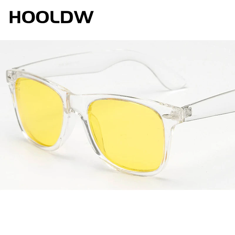 HOOLDW New Polarized Clear Sunglasses Women Transparent Frame Night Vision  Sun Glasse Mirror Reflective Glasses UV400 Eyewear white sunglasses women Sunglasses